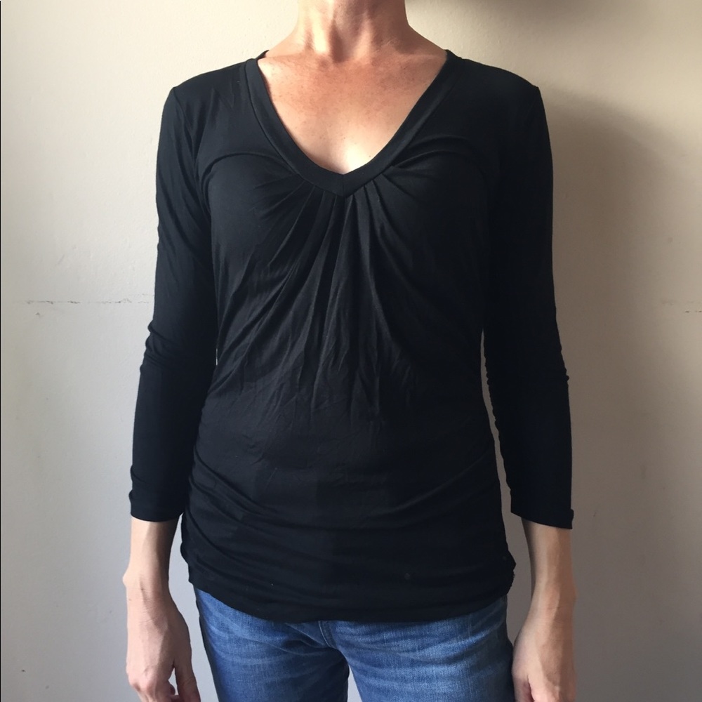 Solid Black 3/4 Blouse - Size Small